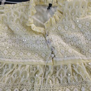 Yellow Colour Net Cotton Top