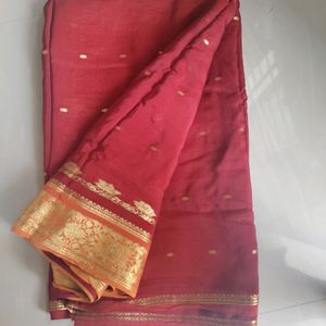 Orange Brown Soft Silk Saree