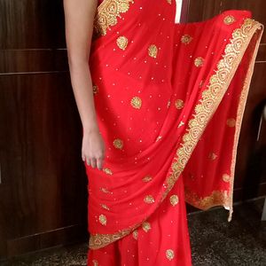 New Saree With Stich Blouse