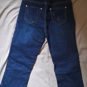 Ribbed Denim Capri