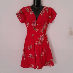 Red Printed Dress (Women's)