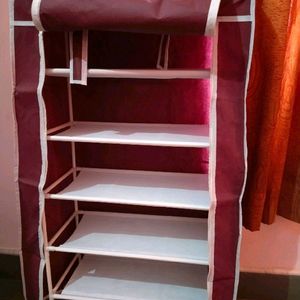 New Sealed Pack Of 6 Layer Maroon Shoe Rack