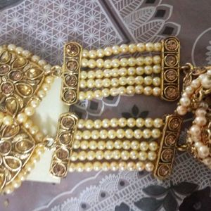 Gold-Tone and Pearl-Strand Chandelier Earrings