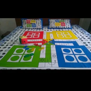 LUDO QUEEN SIZE DOUBLE BEDSHEET WITH 2 PILLOW