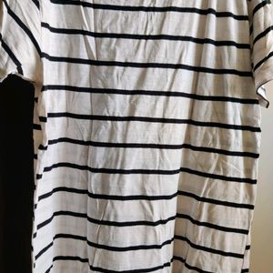 Woman's White Top With Black Strips