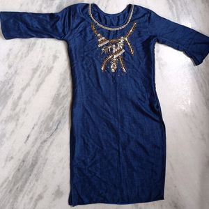 Beads Work Blue Kurta