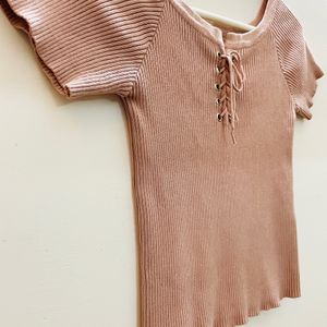 Round Neck Top In Blush Pink