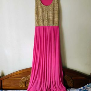 Pink And Beige Long Gown