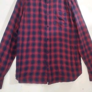 Red And Navy Blue Checks Shirt