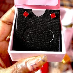 Pure Silver Cherry Red Studs