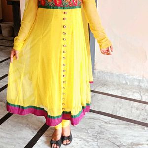 Beautiful Yellow Anarkali Suit