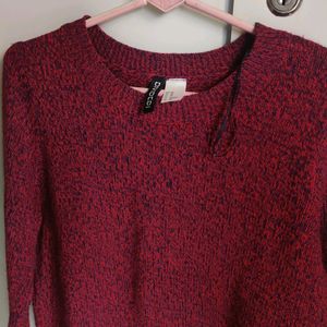 Maroon Knit Casual Top By H&M