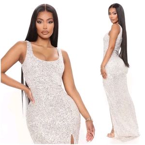 Fashion Nova Tall Family Affair Silver Sequin Gown