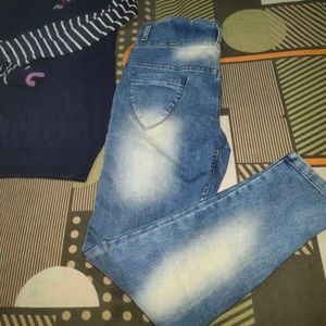 Combo Of Sweater And Denim High Waist Jeans