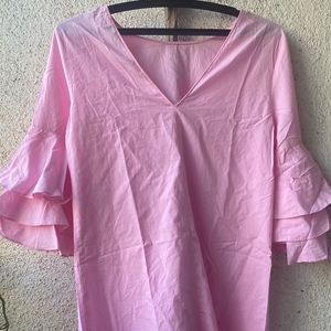 Zara Pink Ruffle Shift Dress (Made In Morocco)