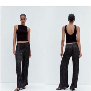 Zara Polka Dot Wrinkle Effect Trousers