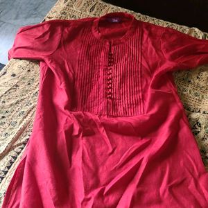 Long Red Kurta - LIBAS