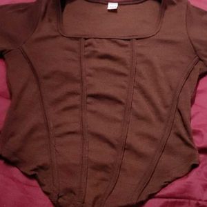 Ribbed Brown Xs Top Fitting