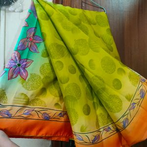 Parrot Green Saree