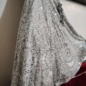 White Colour Heavy Mirror Worked Lehenga