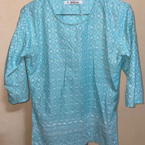 Sky Blue Chikankari Kurti