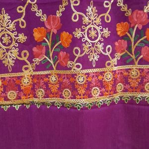 Purple Woollen Suit With Kashmiri Embroidery