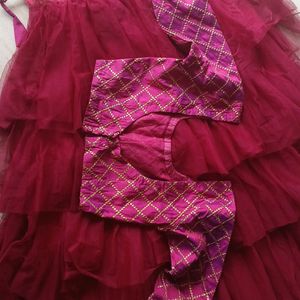 Frill Maroon Lehanga