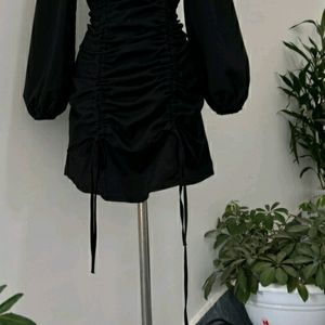 LBD Black Dress With Ruched Laces