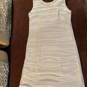 White One Piece/Kurti With Sequins And Strings