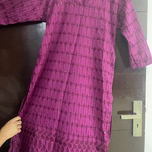 Wine Purple Sequin Kurti