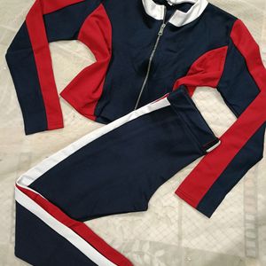 Zip Up Color Block Jacket & Pants Set