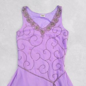 Vintage Gunnit Lavender Beaded Assymetrical Dress