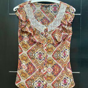 Globus elegant multicoloured print buttoned top