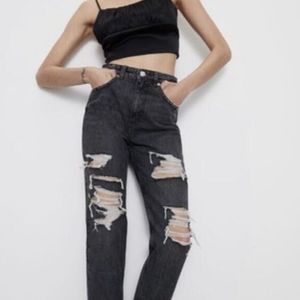 Zara Ribbed High Waisted Jeans