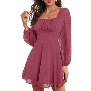 Trendy Square Neck Fit And Flare Dress