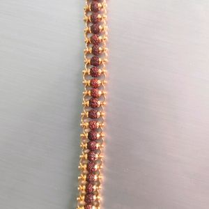 Men Rudraksha Braslet With 1 Gram Gold Plated