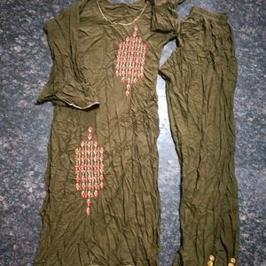 Thread Work Kurti With Pant