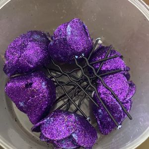 Purple Flower Hair Accessories With Box