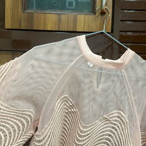 Peach Net Flated Transparent Cute Top