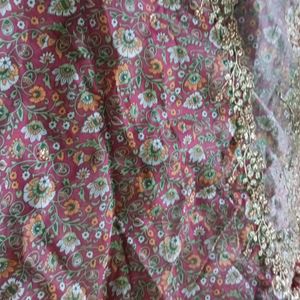 Kalamkari Organza Cut Work Dupatta