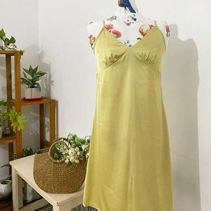 Yellow Satin Slip - on dress