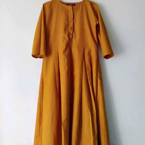 Libas Mustard Yellow A-Line Cotton Dress