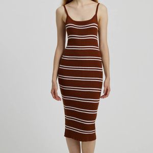 savana striped color maxi cami dress