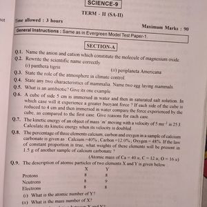 Class 9th Science Sample Paper Book