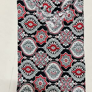 Black Ajrak Print Cotton Kurti