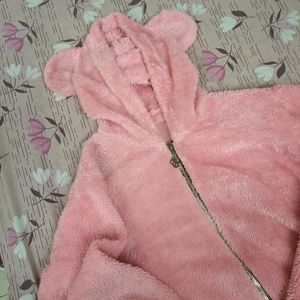 Pink Teddy Fur Jacket/ Sweater With Ears 🐻