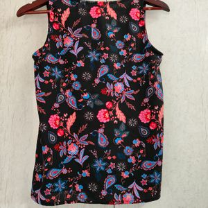 Black And Pink Floral Top