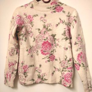 Korean Angora Flower Printed Pullover