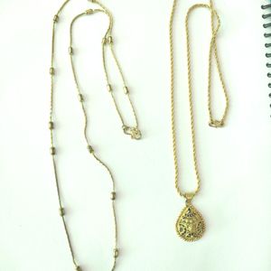 Golden Pendant And Chain Combo