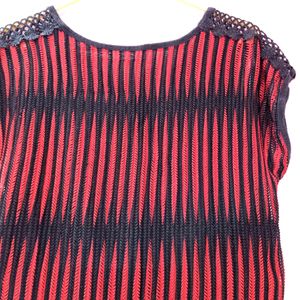 51. Red And Brack Braided Design Top